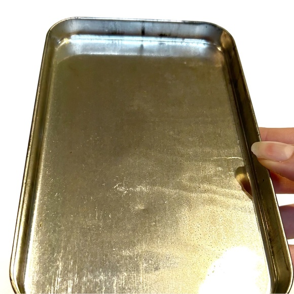 Vintage Village Art Litho Tin Box Brown Green Silver White House Trees Horses - Picture 13 of 15